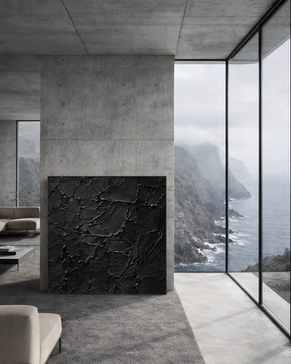 Texture Black Square Art Piece No.006