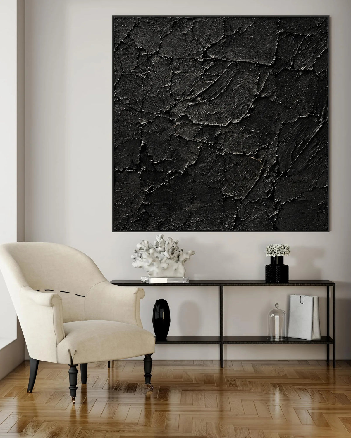 Texture Black Square Art Piece No.006