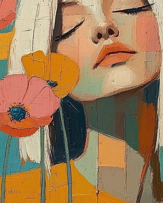Textured Flower Woman Portrait No.034
