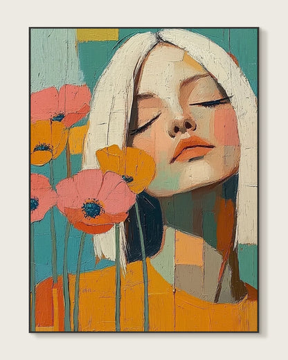 Textured Flower Woman Portrait No.034