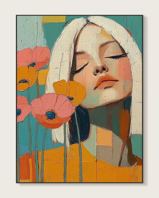 Textured Flower Woman Portrait No.034