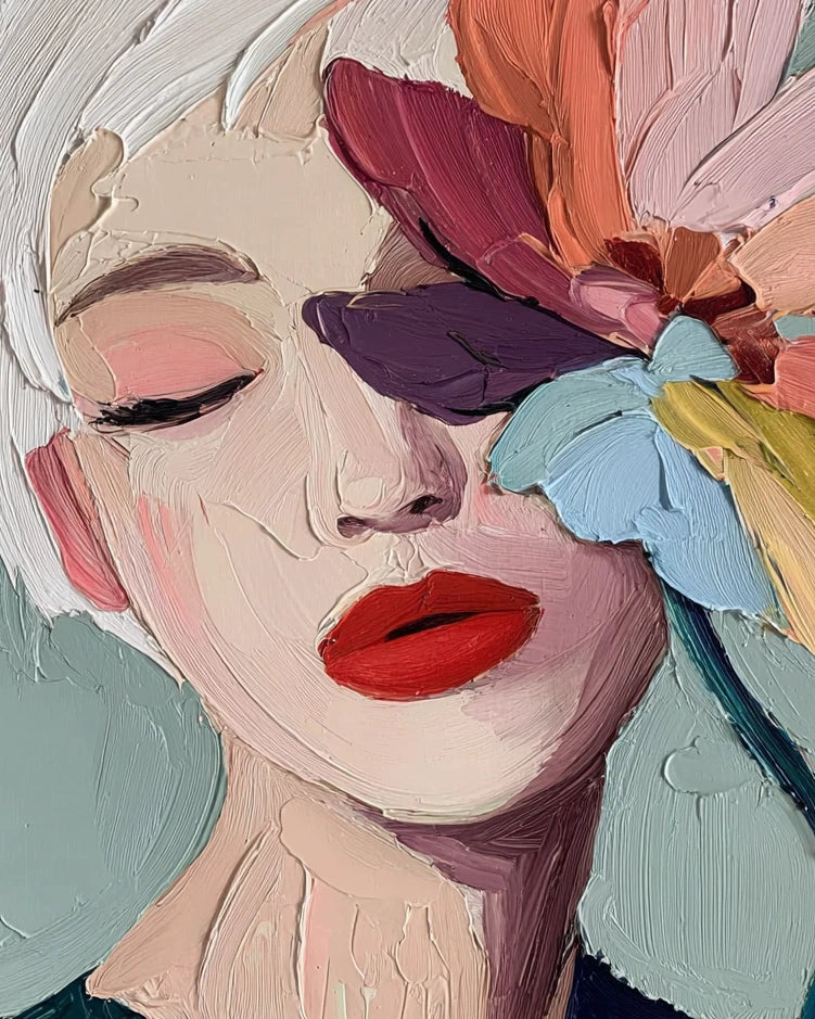Woman Portrait Flower Wall Art No.011