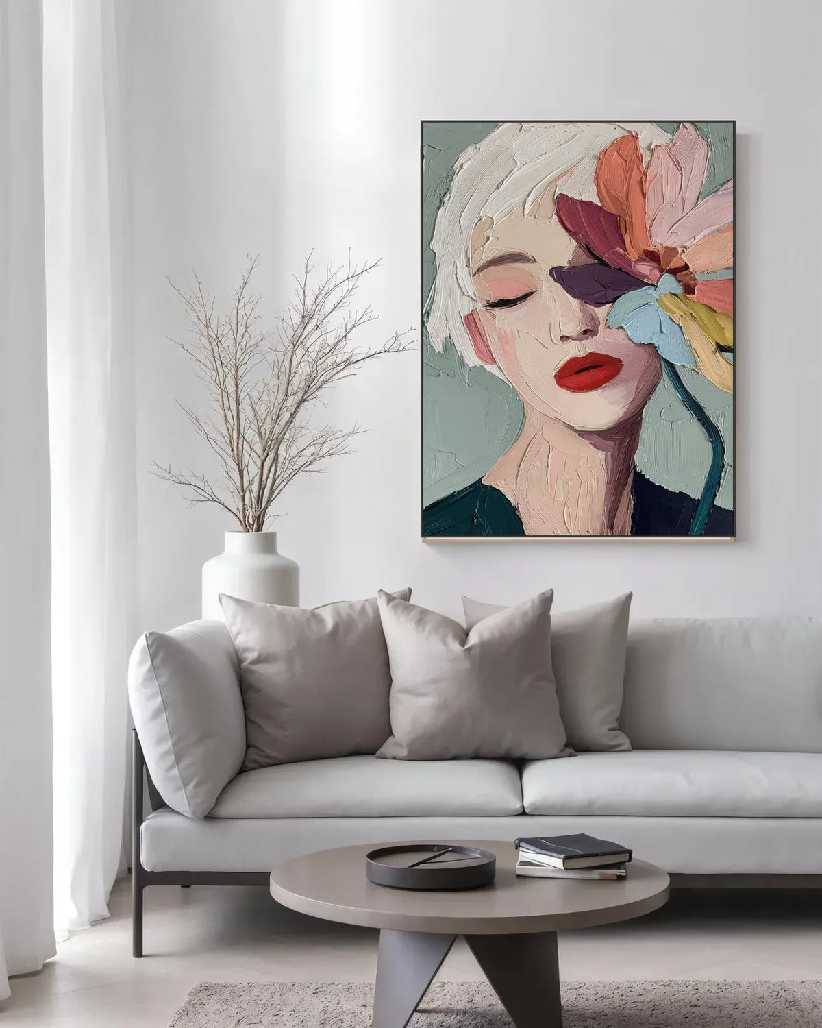 Woman Portrait Flower Wall Art No.011