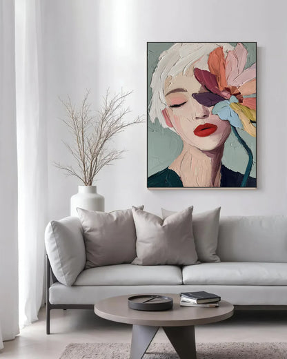 Woman Portrait Flower Wall Art No.011