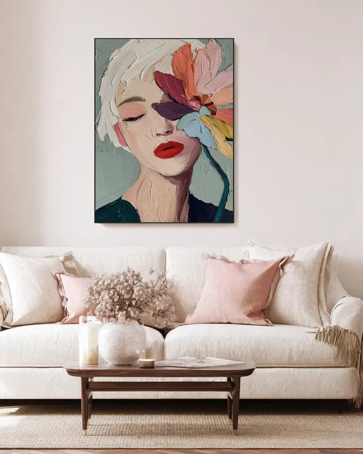 Woman Portrait Flower Wall Art No.011