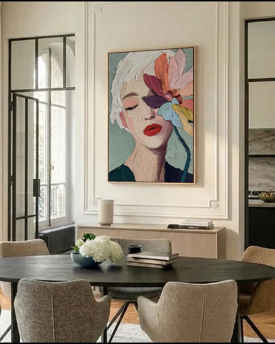 Woman Portrait Flower Wall Art No.011
