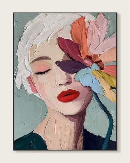 Woman Portrait Flower Wall Art No.011