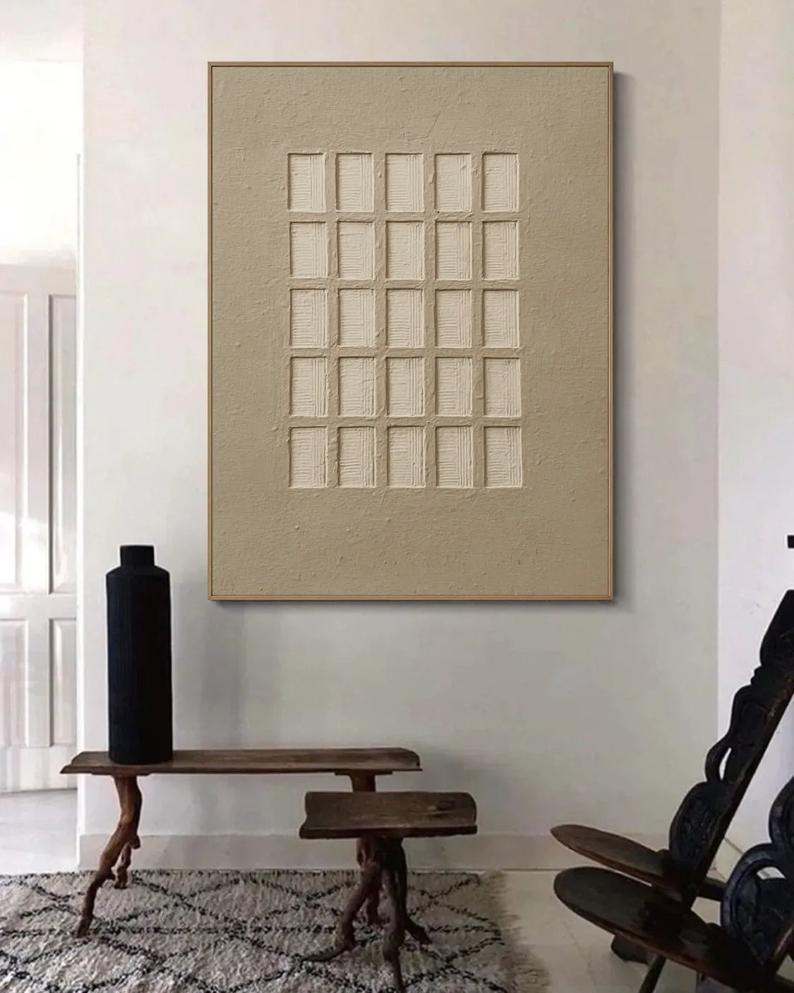 Woven Grid Sand No.027